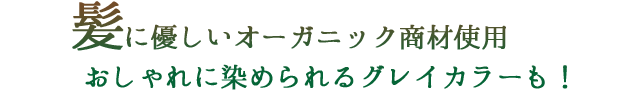 髪に優しいオーガニック商材使用！ おしゃれに染められるグレイカラーも！